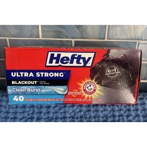 Hefty Ultra Strong Tall‎ Blackout Kitchen Trash Bags Clean Burst 13Gal 40Ct HTF!